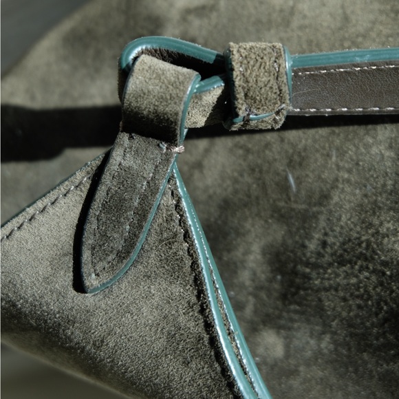 Khaite Lotus Mini Suede Bag in Khaki - Picture 4 of 10
